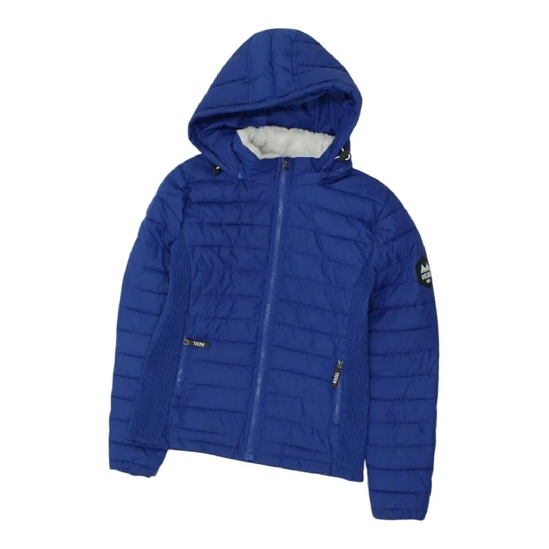Diesel Womens Blue Quilted Hoodie Puffer Jacket | Casual Designer Outdoors Coat Corduroy Jacket Velvet Jacket Brocade Jacket