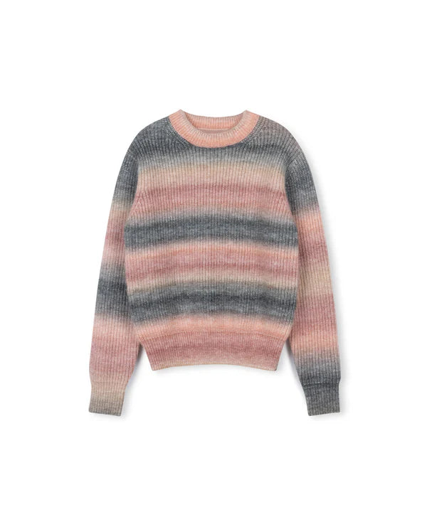 Tustello Girls Misty Stripe Knit Sweater And Pucket Flare Skirt Multi Sweater Knitwear Pullover