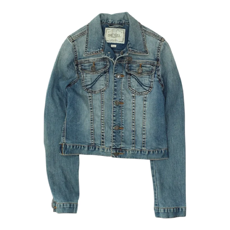 Diesel Womens Blue Denim Jean Jacket | Vintage Casual Stylish Designer Outerwear Elasticated Jacket Padded Jacket Insulated Jacket