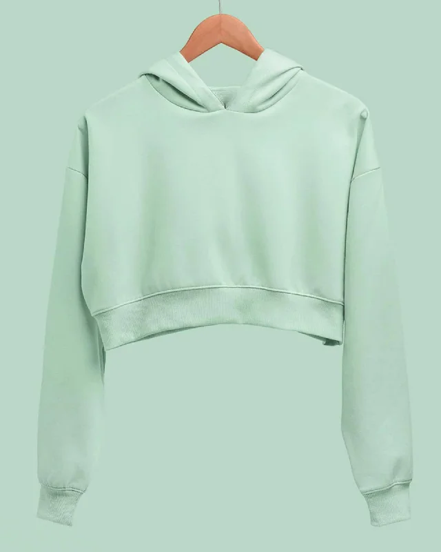 Drop Shoulder Crop Hoodie: Tiffany Green Hoodie with Back Slit Movement Comfort