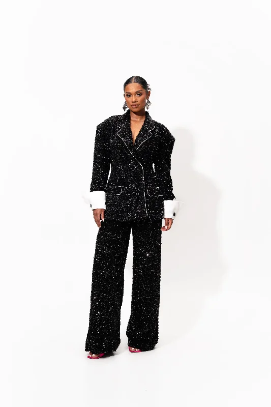 RAVEN Sequin Pantsuit in ONYX Chic Black Leggings