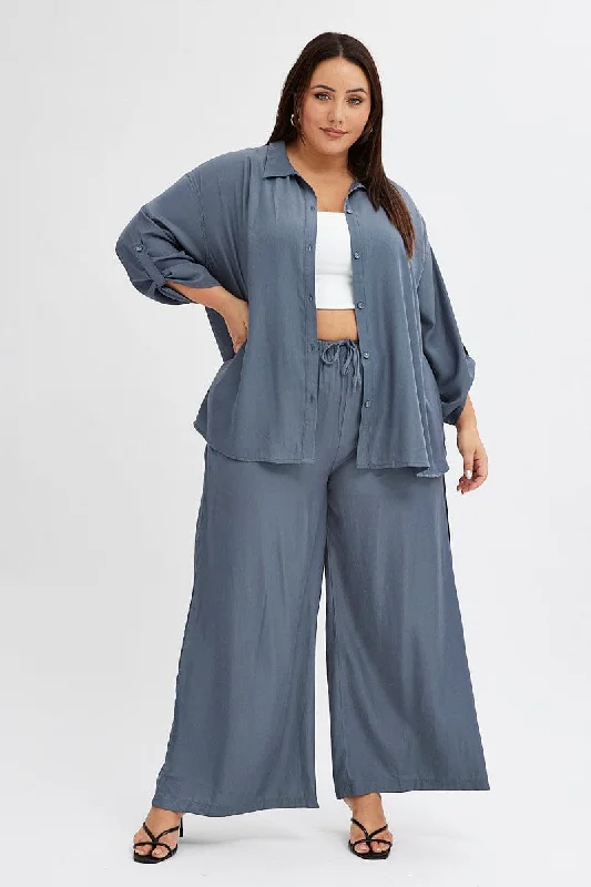 Grey Wide Leg Pants High Rise Comfortable Jogging Pants