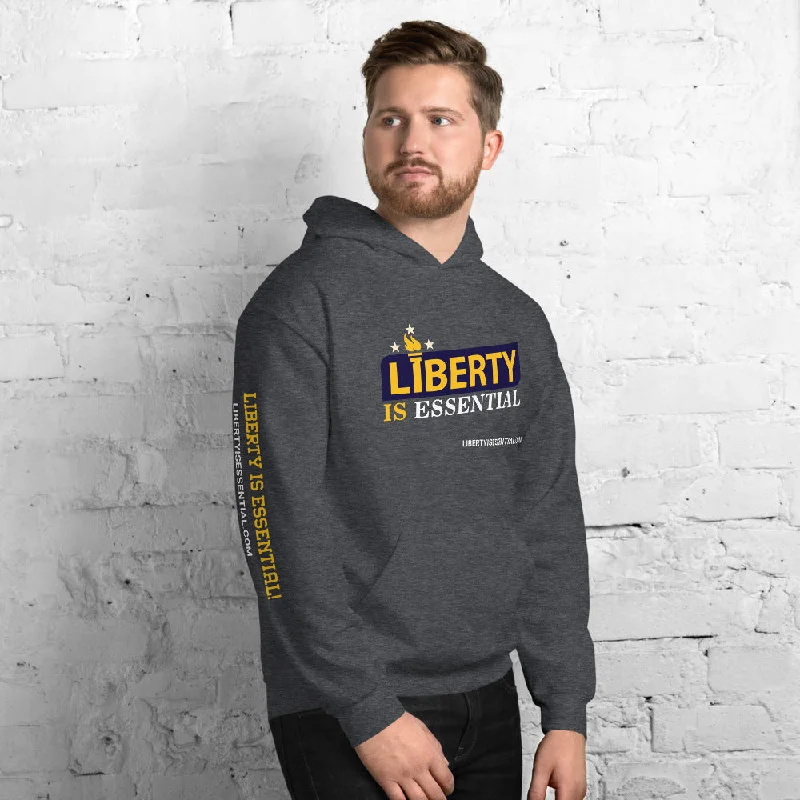 Liberty is Essential (logo) Unisex Hoodie Hoodie with Monochrome Minimalist Simple