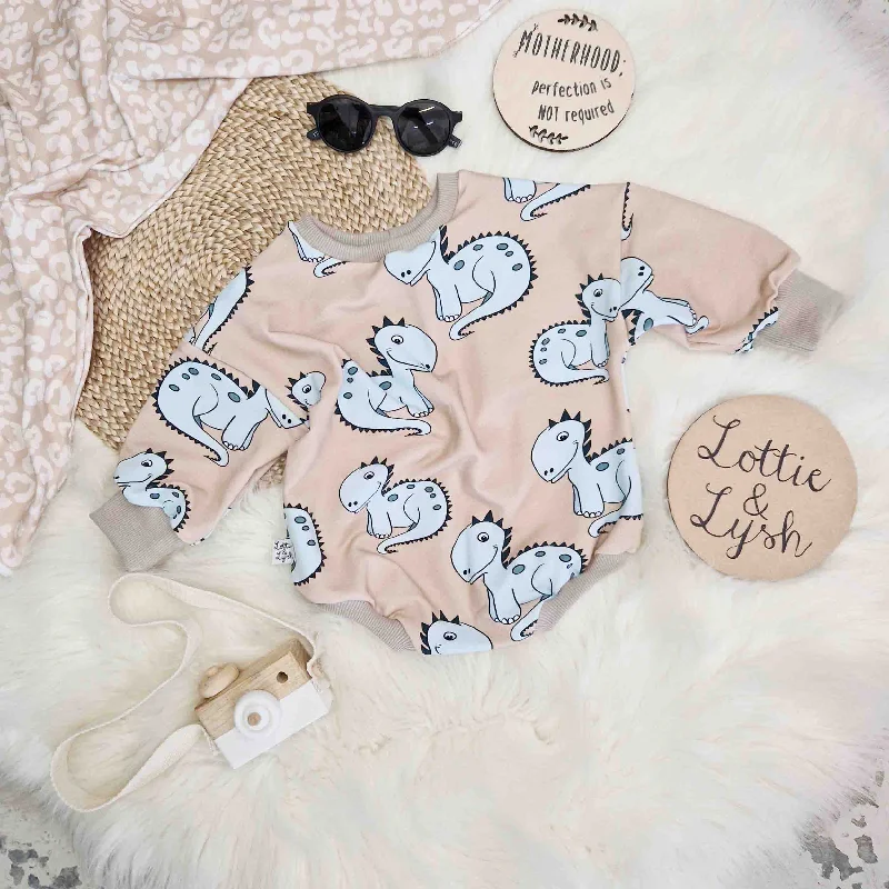 Spearmint Dino Sweater Romper Houndstooth Herringbone Solid