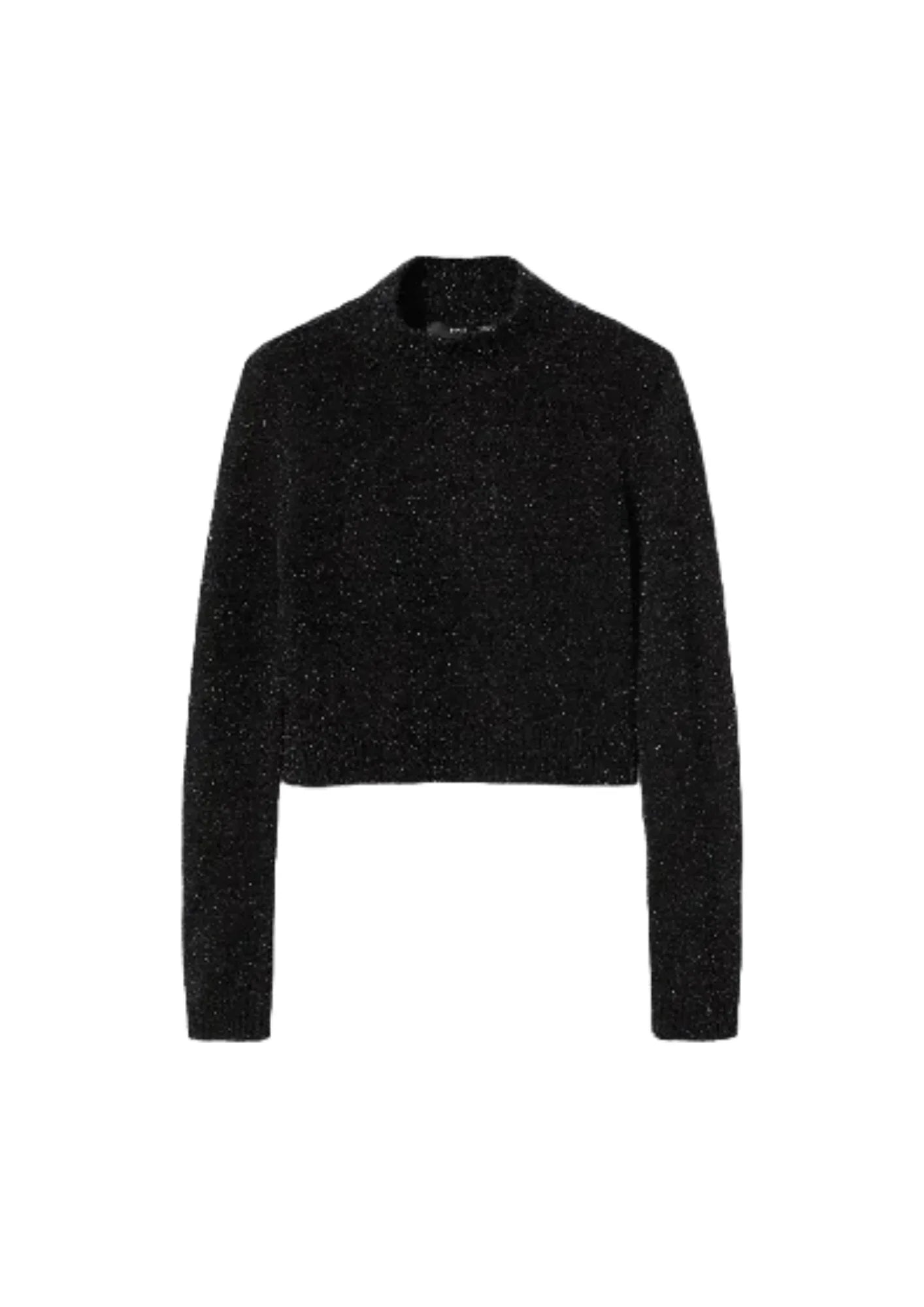 BLACK LUREX CROP SWEATER Toggled Drawstring Belted