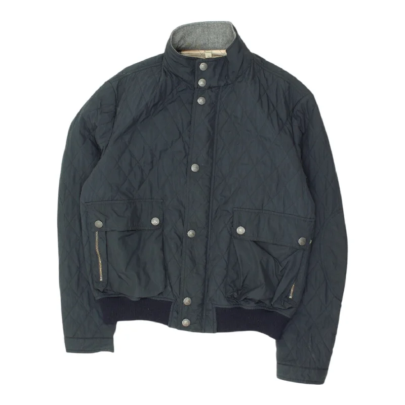 Burberry London Womens Navy Quilted Jacket | Vintage High End Luxury Designer Knit Jacket Woven Jacket Fleece Jacket