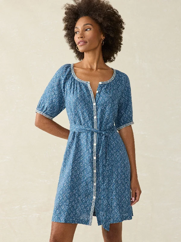 Carmel Dress - Key Largo Blue Tunics Satin smooth
