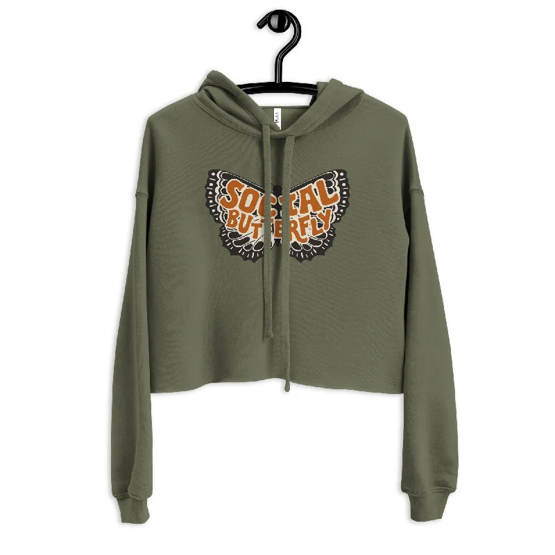 Social Butterfly — Crop Hoodie Hoodie with Relaxed Fit Easy Casual