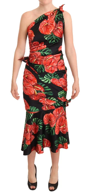 Dolce & Gabbana Elegant Floral Silk Draped Women's Dress