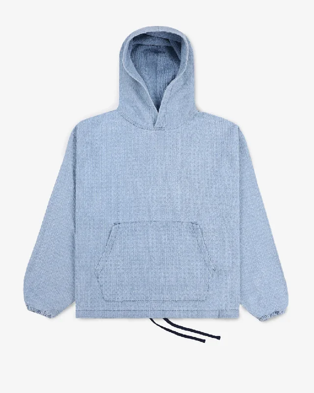 Expand Poncho Hoodie Blue Hoodie with Drawcord Adjustable Secure