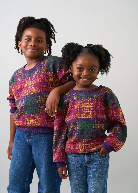 Oma Kids Unisex African Print Sweater (Harvest Plaid Adire) Casual Formal Business
