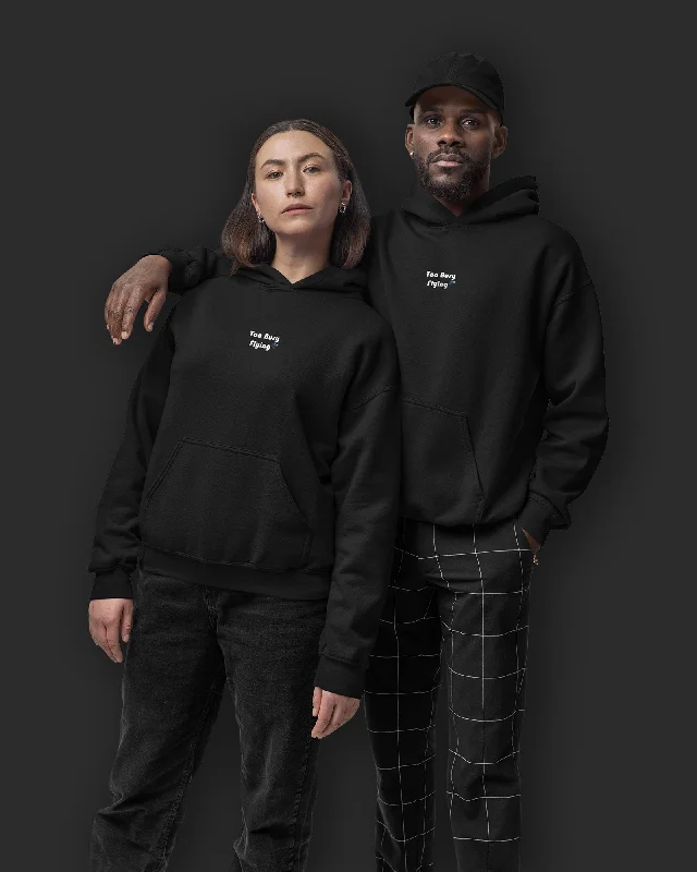 Unprocessed Hoodie: Black Hoodie with Hem Raw Edge Edgy Unfinished