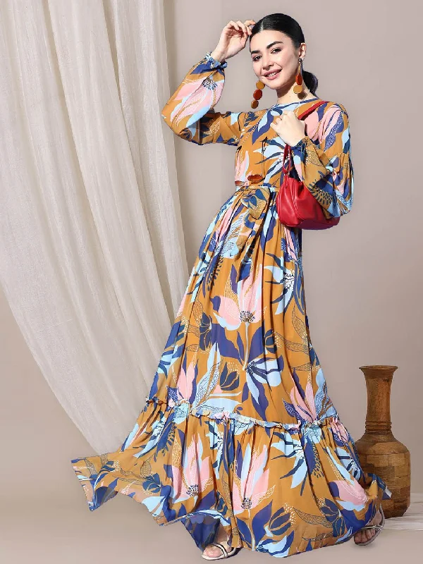 Inddus Printed Flared A-Line Ethnic Dress