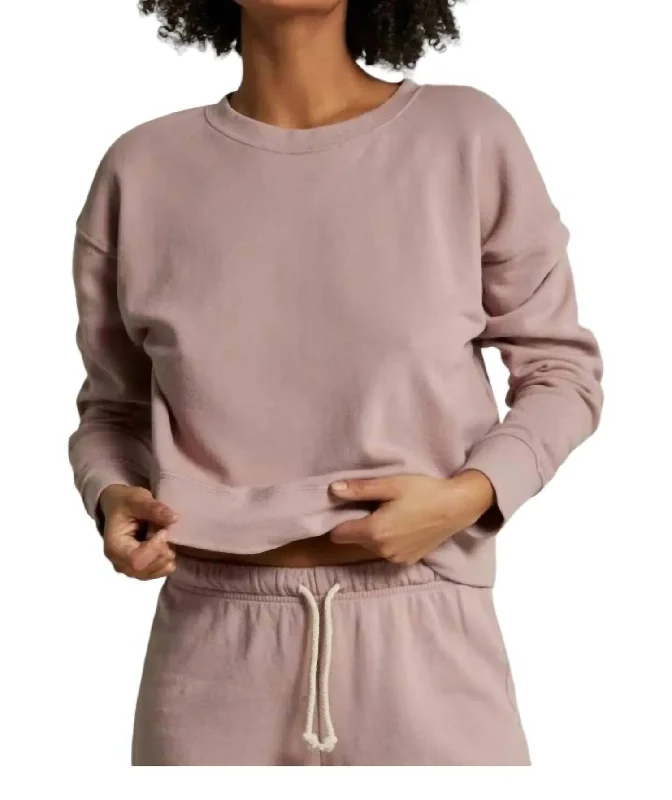 Tyler Crewneck Sweatshirt In Mauve Hoodie with Turtle Neck Cozy Winter
