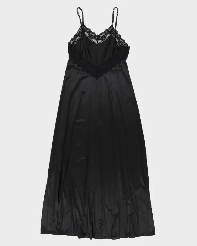1990s Black Maxi Length Slip Dress - S