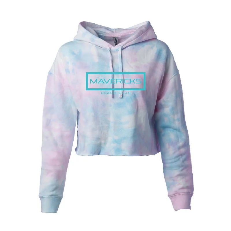 Mavericks Tie Dye Cropped Hoodie Hoodie with Hem Patch Decorative Personalized