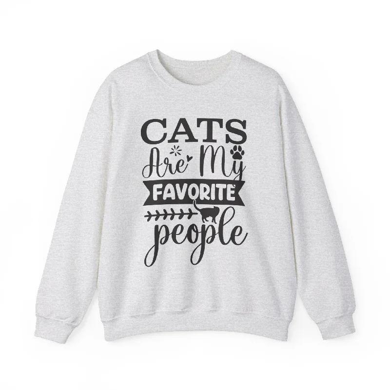 Cats Are My Favorite People Crewneck Sweatshirt Hoodie with Lining Warm Insulated