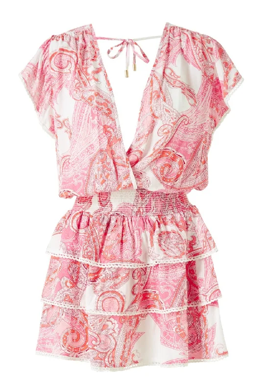 Short Summer Dress in Pink/White