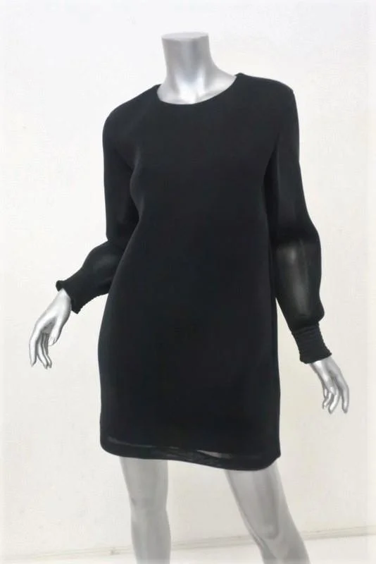 Theyskens' Theory Dress Drian Fliners Black Mesh Size Petite Long Sleeve Mini
