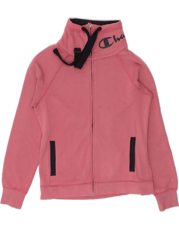 CHAMPION Womens Graphic Tracksuit Top Jacket UK 10 Small Pink Cotton Knit Jacket Woven Jacket Fleece Jacket