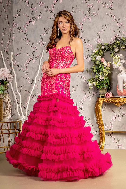 **GLS by Gloria's Enchanting Evening Gown: Shimmering Sequins and Ruffled Trumpet Skirt** velvet skirt sumptuous