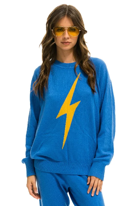 UNISEX BOLT CASHMERE LIGHT SWEATER - VINTAGE BLUE // BLUE BOLT Chenille Blend Fleece Blend Nylon Blend