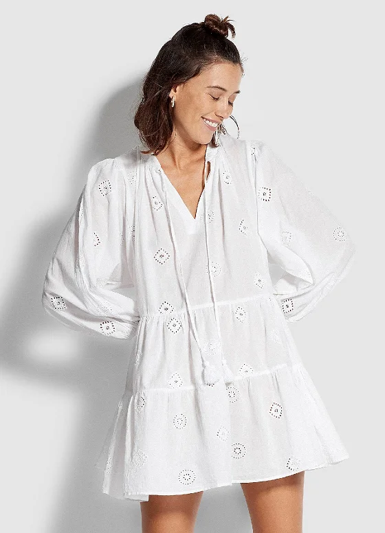 White Embroidery Tiered Dress