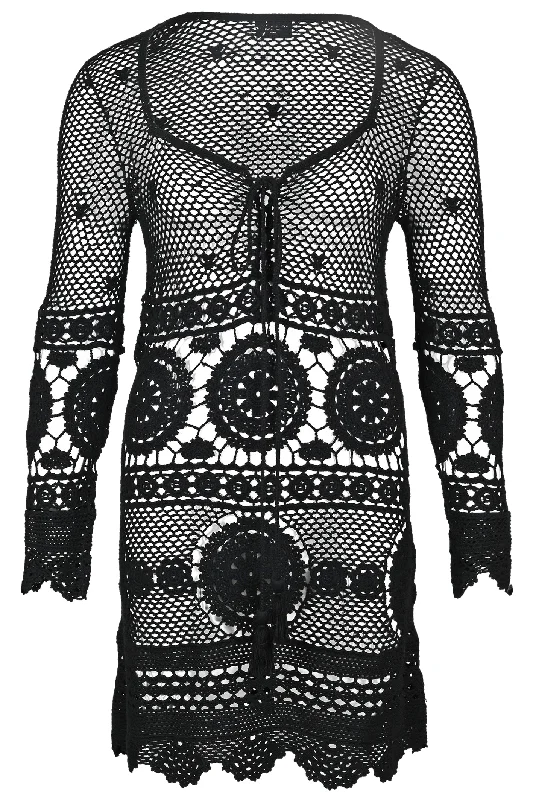 Black Crochet Beach Cover Up - Amelia Dress