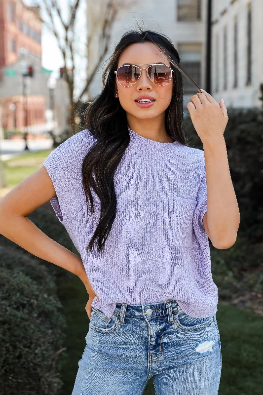 Coastal Style Lilac Sweater Top Collared Crew Neck Turtle Neck