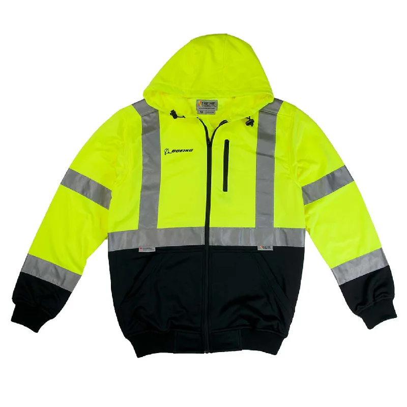 Boeing Class 3 Safety Full-Zip Sweatshirt Hoodie with Puffed Sleeves Voluminous Trendy Boeing Class 3 Safety Full-Zip Sweatshirt Hoodie with Puffed Sleeves Voluminous Trendy