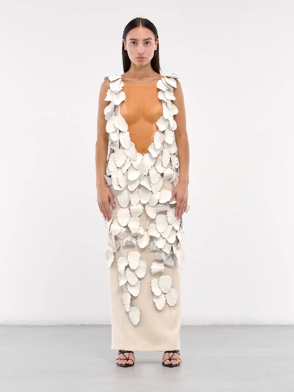 Leather Leaf Dress (DR03WH09-WHITE)