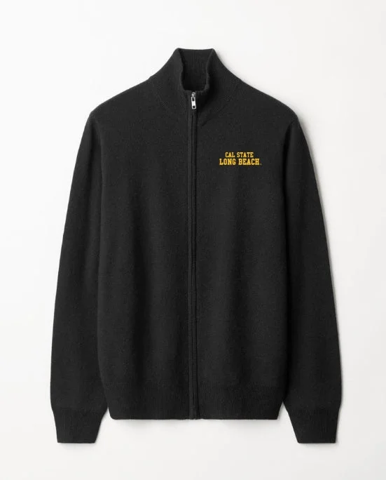 CSULB Full Zip Sweater - Black, Bruzer Stretchy Elastic Breathable
