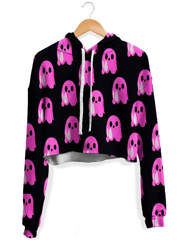 Ghost Clique Fleece Crop Hoodie Hoodie with Belted Waist Structured Tailored