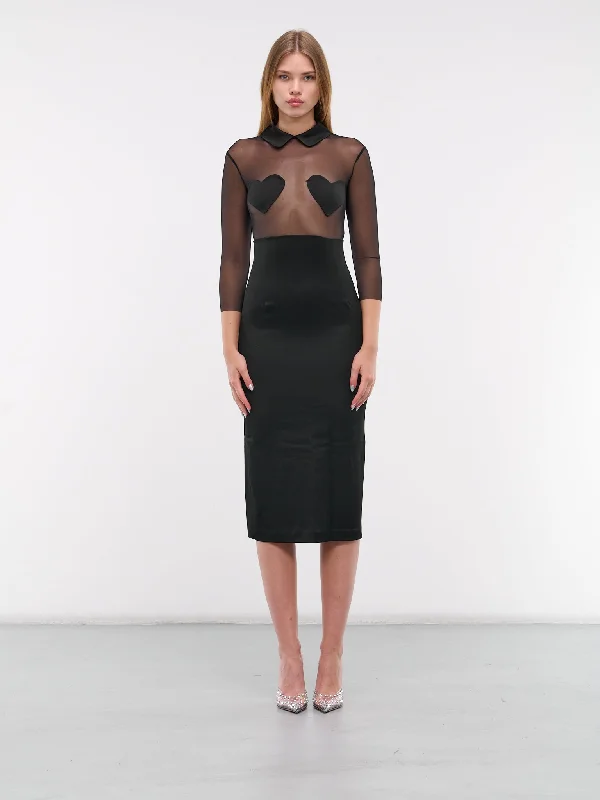 Heart Satin Dress (A44-4A212A-N0990-BLACK)