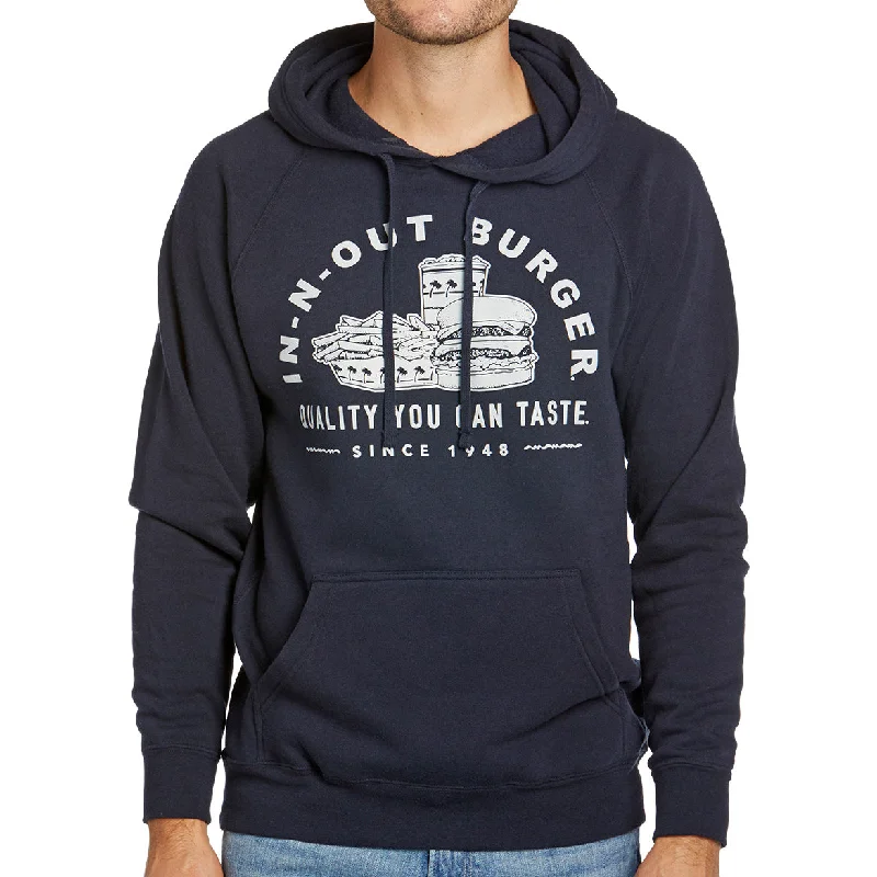 NAVY HOODED SWEATSHIRT Hoodie with Zipper Placket Modern Functional