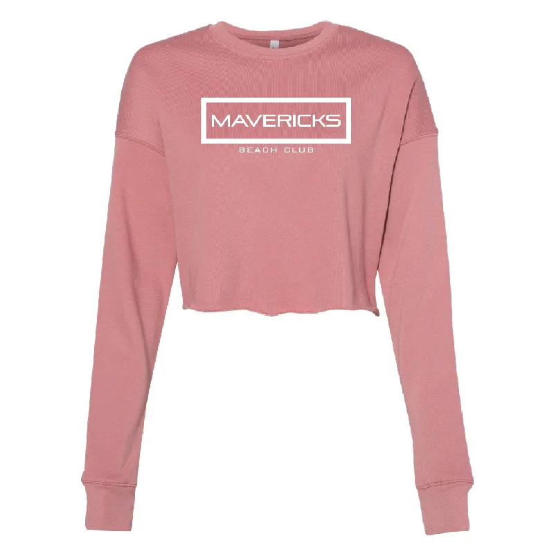 Mavericks Cropped Mauve Sweatshirt Hoodie with Hem Contrast Bold Stylish