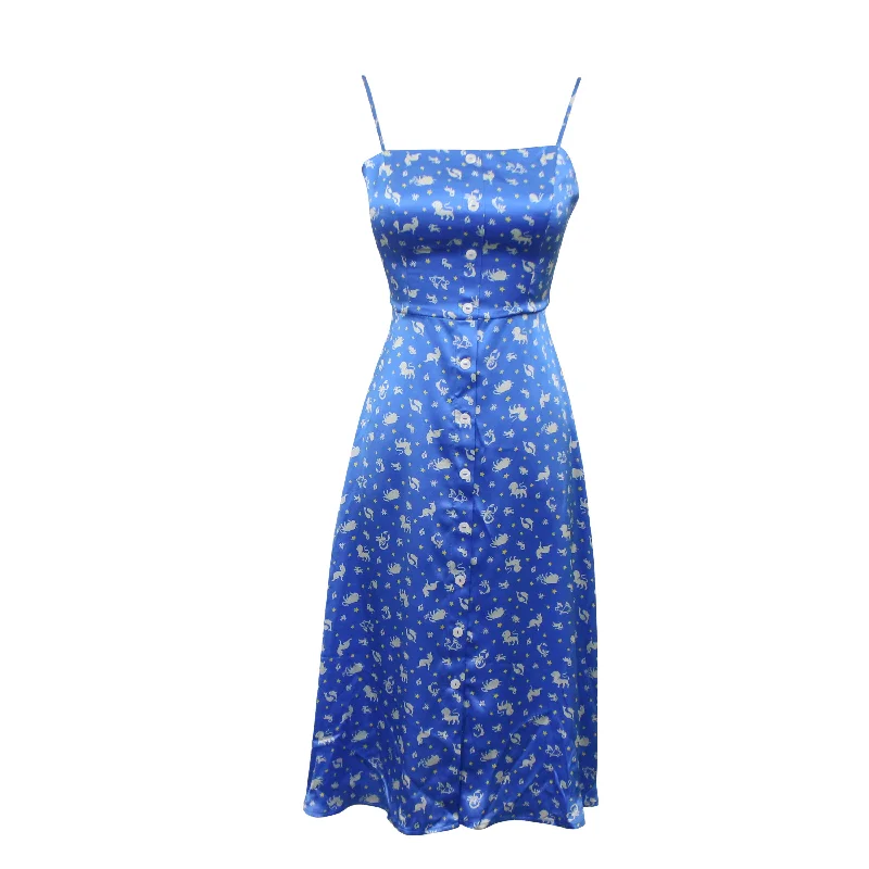 HVN TURQUOISE ZODIAC HVN ATLANTA BUTTON FRONT STRAPPY DRESS