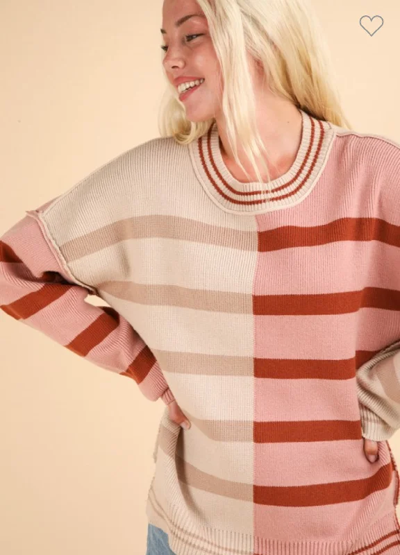 Cozy Stripe Sweater Houndstooth Herringbone Solid