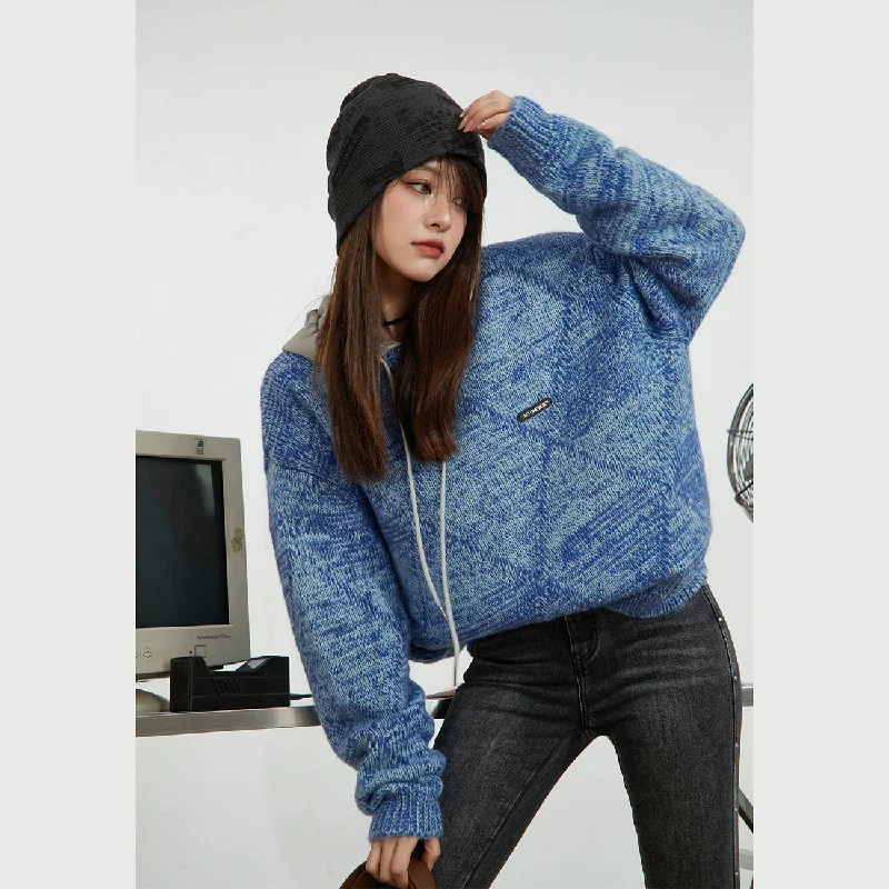 Noe Argyle Loose Fit Knit Sweater Turtle Neck Boat Neck Asymmetrical Neck