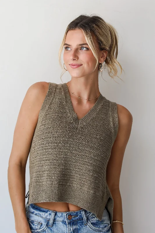 FINAL SALE - Casual Coziness Sweater Tank Ribbed Striped Patterned