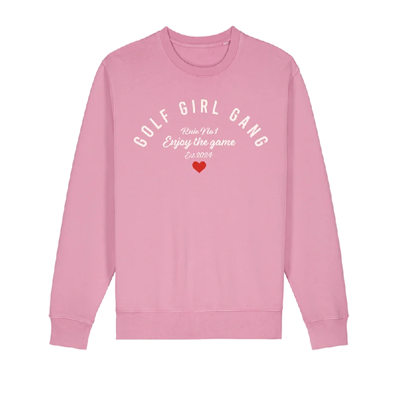 Bunker Woman Girl Gang Crest Sweatshirt Pink Hoodie with Slit Hem Functional Movement Bunker Woman Girl Gang Crest Sweatshirt Pink Hoodie with Slit Hem Functional Movement