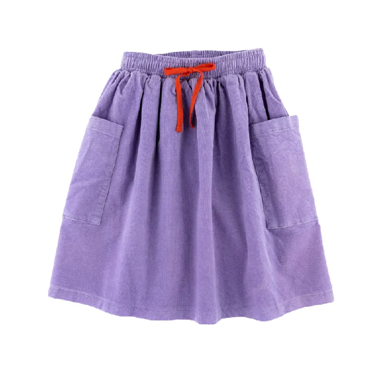 Lilac Corduroy Willow Skirt ruffled skirt detail