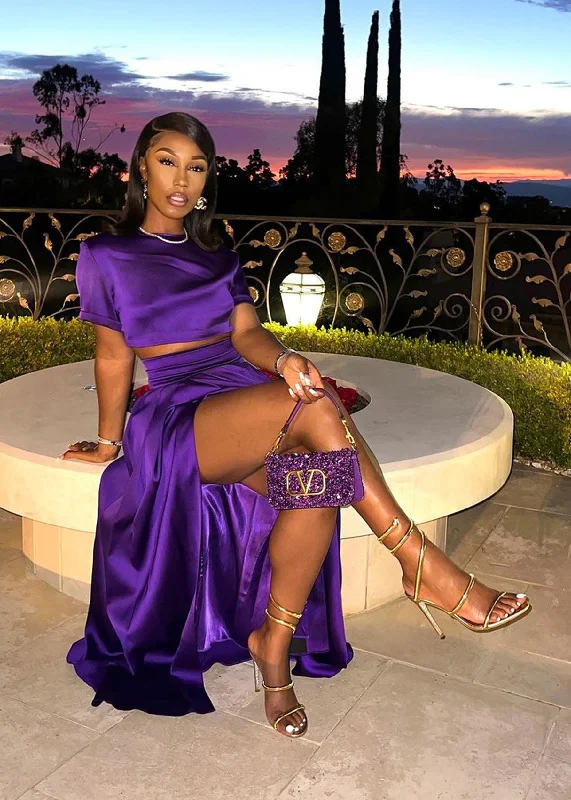Dinner in St Tropez Purple Skirt Set chiffon skirt airy