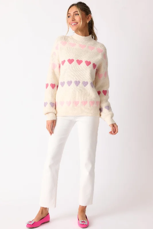 Hearts In Your Eyes Ivory Mock Neck Sweater Stylish Fashionable Trendy