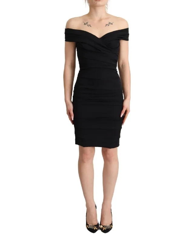 Dolce & Gabbana Gorgeous  Silk Off Shoulder Sheath Dress