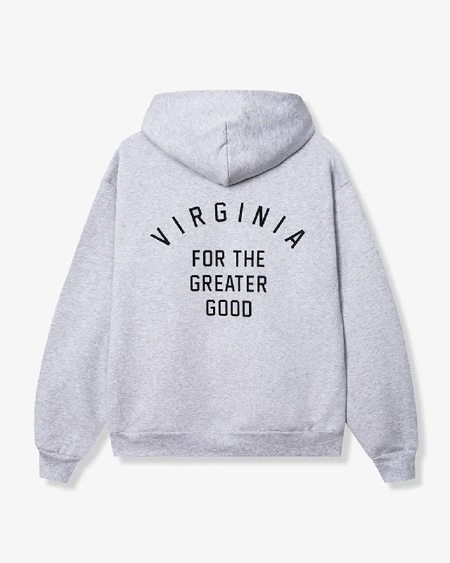 VA Chapter Hoodie Ash Heather Hoodie with Applique Textured Unique
