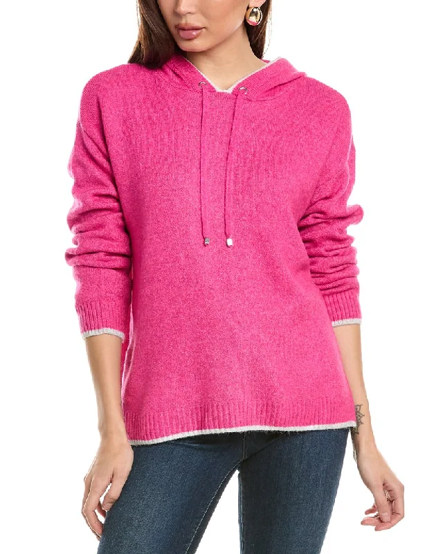 Vince Camuto Tipped Hoodie Hoodie with Hem Frayed Vintage Worn