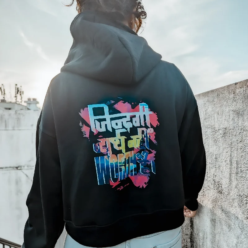 Choose Life - Black Back Print Hoodie Hoodie with Zipper Placket Modern Functional