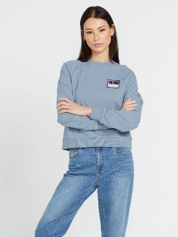 Truly Deal Crew Sweatshirt - Washed Blue Hoodie with Logo Branding Identity