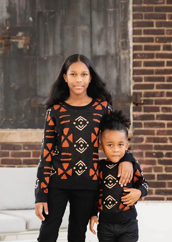 Oma Kid's African Print Sweater (Natural Mudcloth) Oversized Loose Flowy